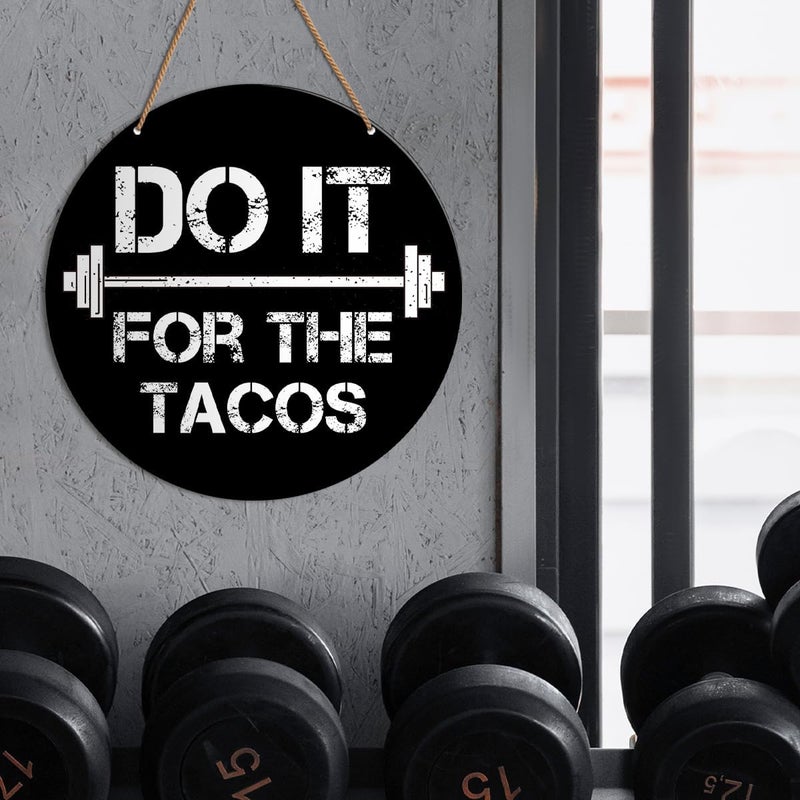 HSNBT Funny Gym Signs Wall Decor, Home Gym Motivational Wall Decor Gym Hanging Signs Decorations for Fitness Workout Room Gift for Woman Man Gym Enthusiast, Do It for The Tacos - Image 3